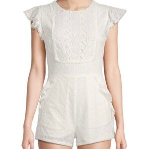 Moon River - Anthropologie - White Eyelet Lace Romper XS